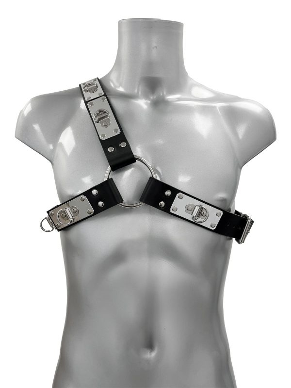 Asymmetrical Metal Plated Chest Harness