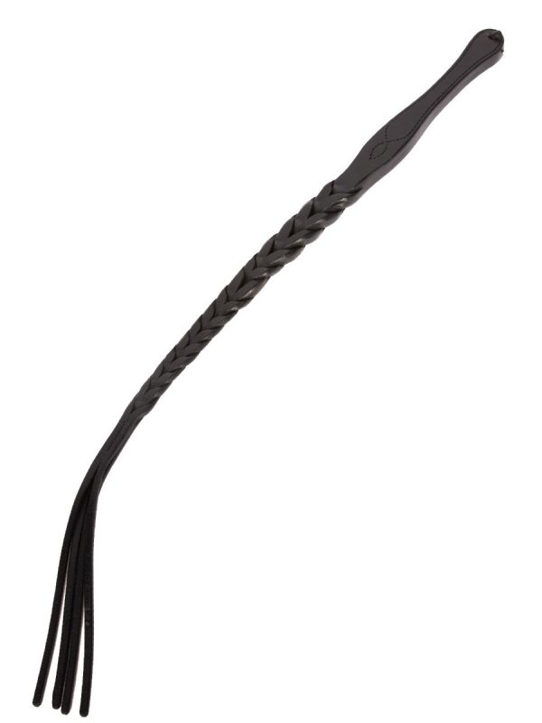 Black Plaited Leather Whip