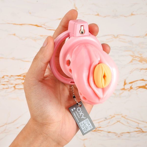 Sissy’s Pink Prison – Lockable Male Chastity Cage in Pink