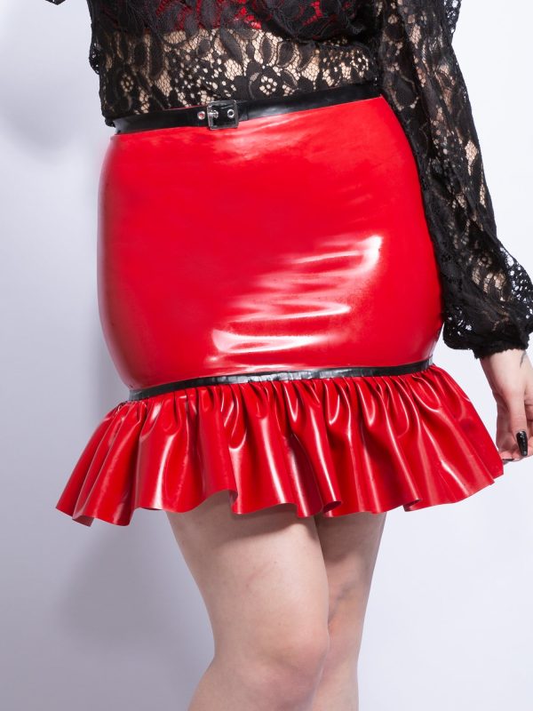 Candy Apple Latex Skirt with Frills