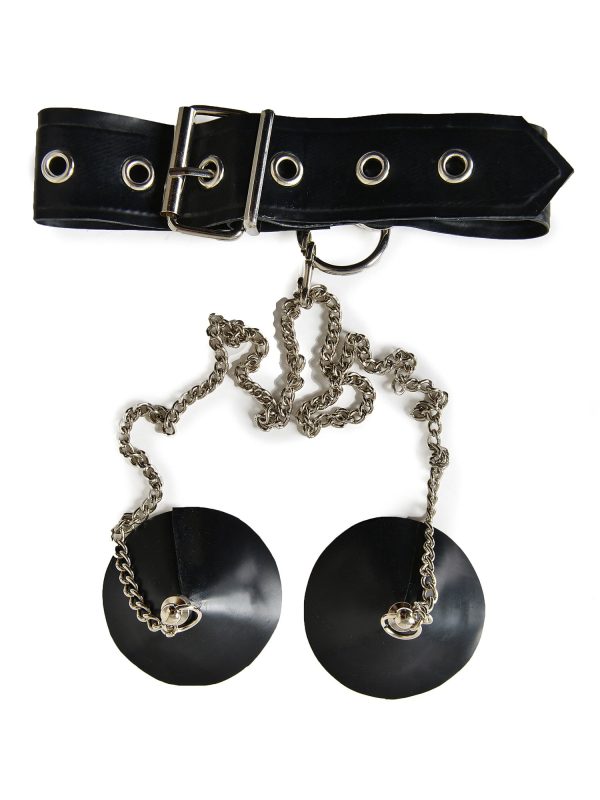 Chained Latex Collar & Pasties - One Size