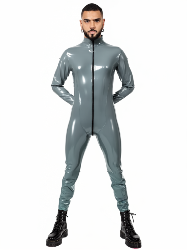 Vanguard Heavy Duty Zipped Latex Catsuit, Battleship Grey (0.55mm)