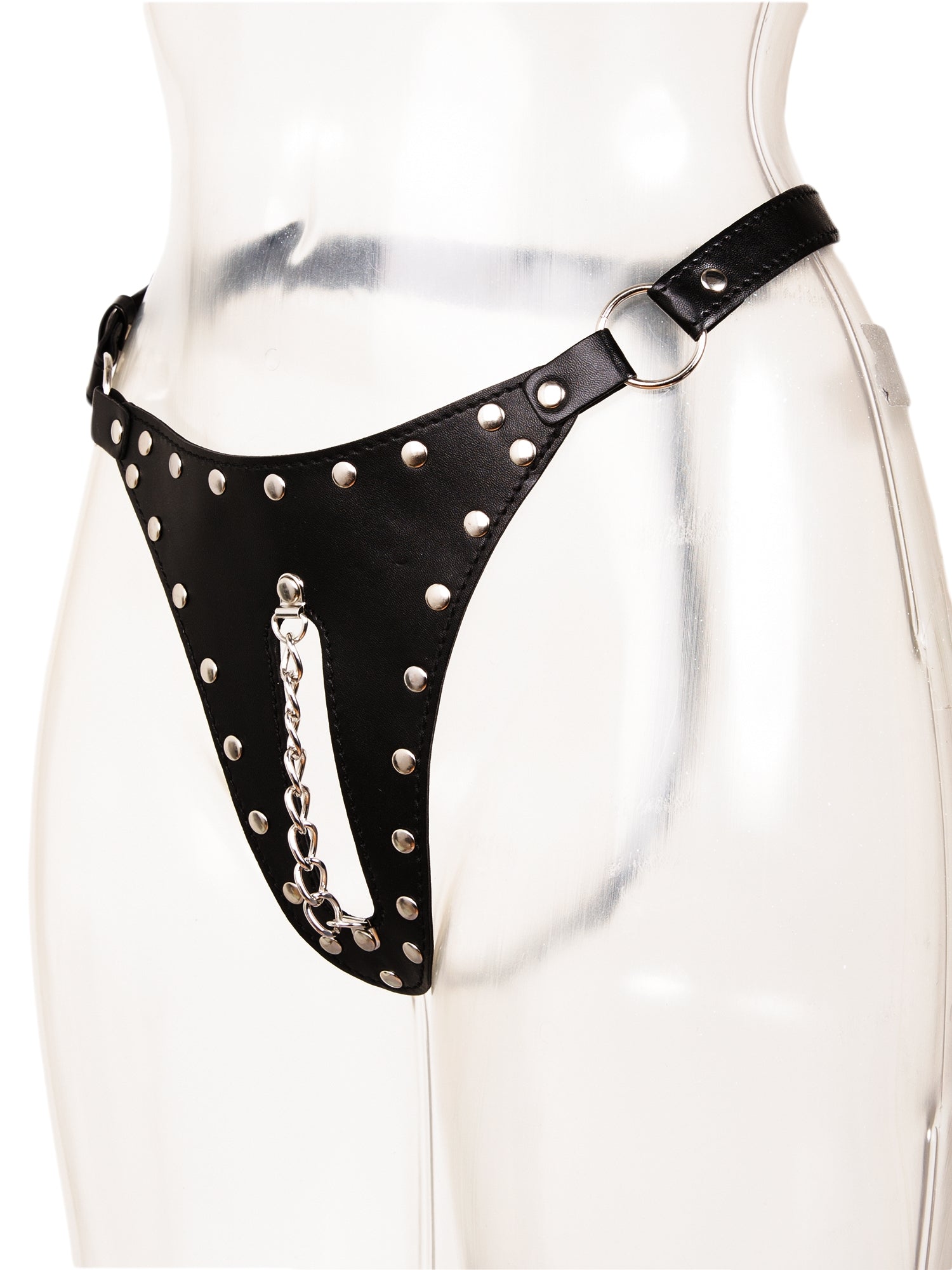 Zip Crotch Studded G-String - One Size