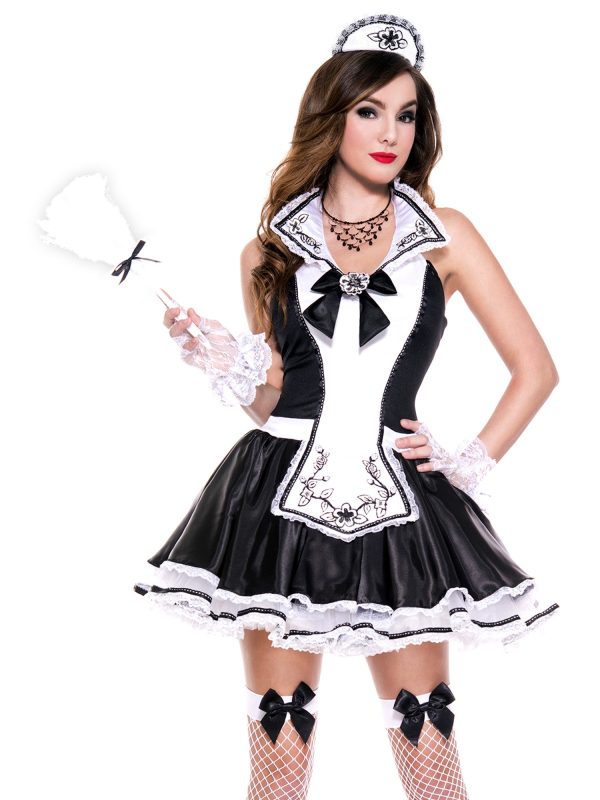 3 Piece Ruffle Maids Dress with Attached Apron