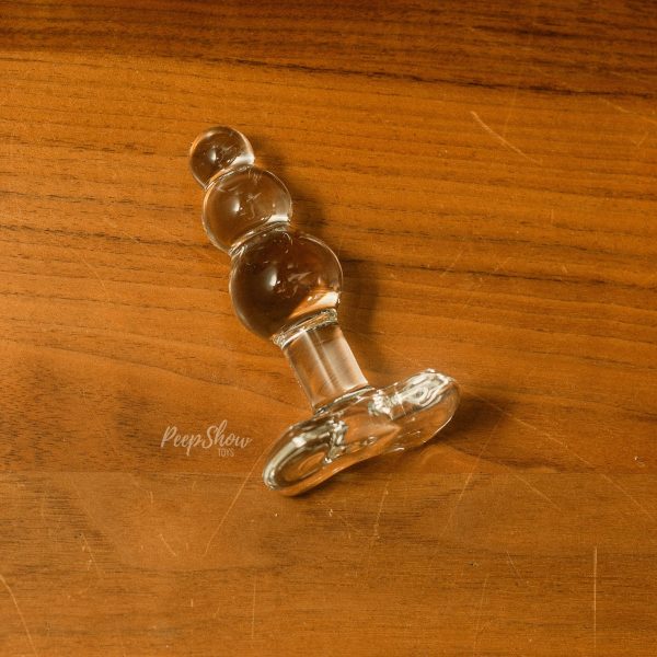 4" Beaded Glass Butt Plug with Tapered Base by Gläs