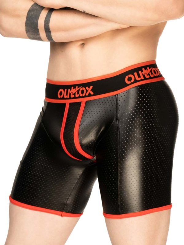 Cycling Shorts with Rear Zip in Black & Red
